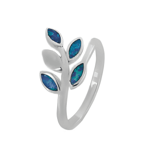 Сребърен пръстен "Маслинова клонка" с опал