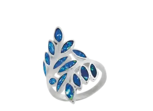 Сребърен пръстен „Маслинови клонки“ с опал  |  Бижута