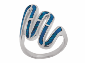 Сребърен пръстен "Морски вълни" с опал - Image 1