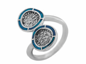 Сребърен пръстен с два диска Фестос и опал | HappyMarket.bg Сребърен пръстен с два диска Фестос и опал | Бижута