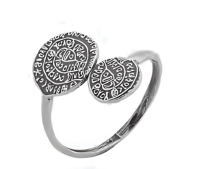 Сребърен пръстен с голям и малък диск Фестос  |  Бижута