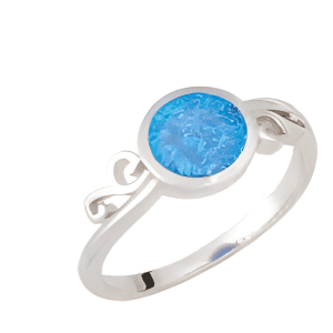 Сребърен пръстен с кръгъл син опал