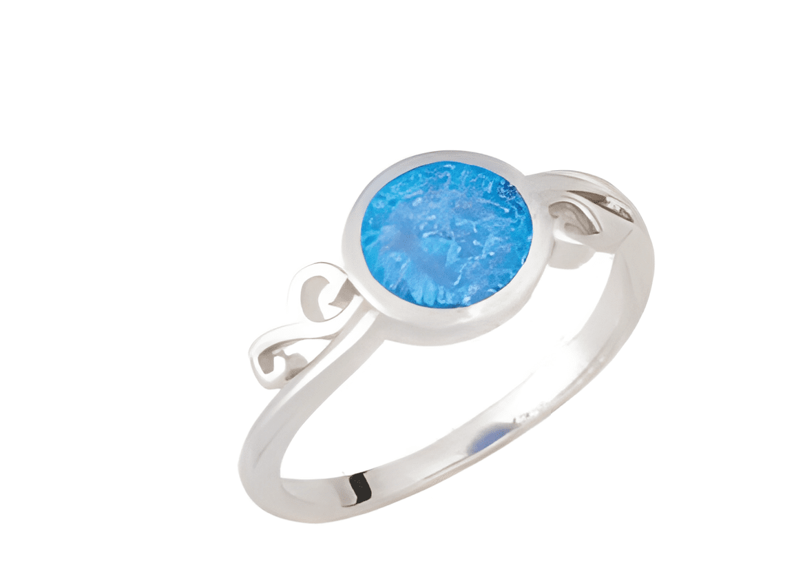 Сребърен пръстен с кръгъл син опал