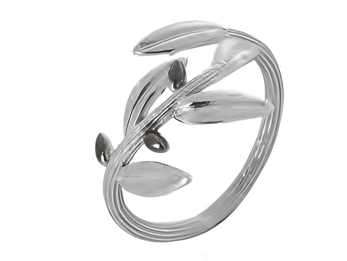 Сребърен пръстен с маслинова клонка