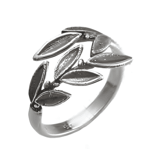 Сребърен пръстен с маслинови клонки