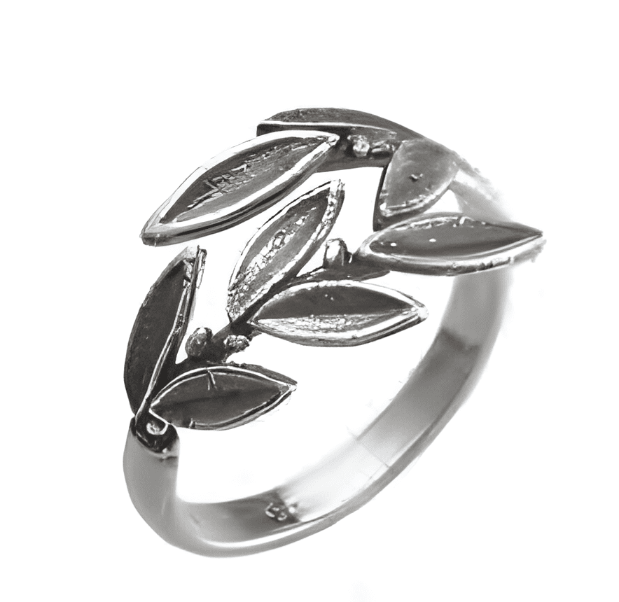 Сребърен пръстен с маслинови клонки