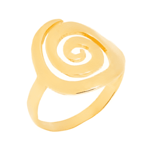 Сребърен пръстен със златно покритие, средна спирала