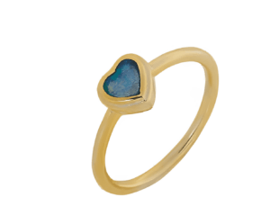 Сребърен пръстен със златно покритие и опал „Сърце“ | HappyMarket.bg Сребърен пръстен със златно покритие и опал „Сърце“ | Бижута