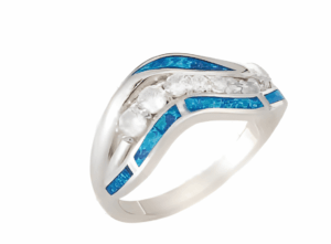 Сребърен пръстен „Вълни“ с опал  |  Бижута