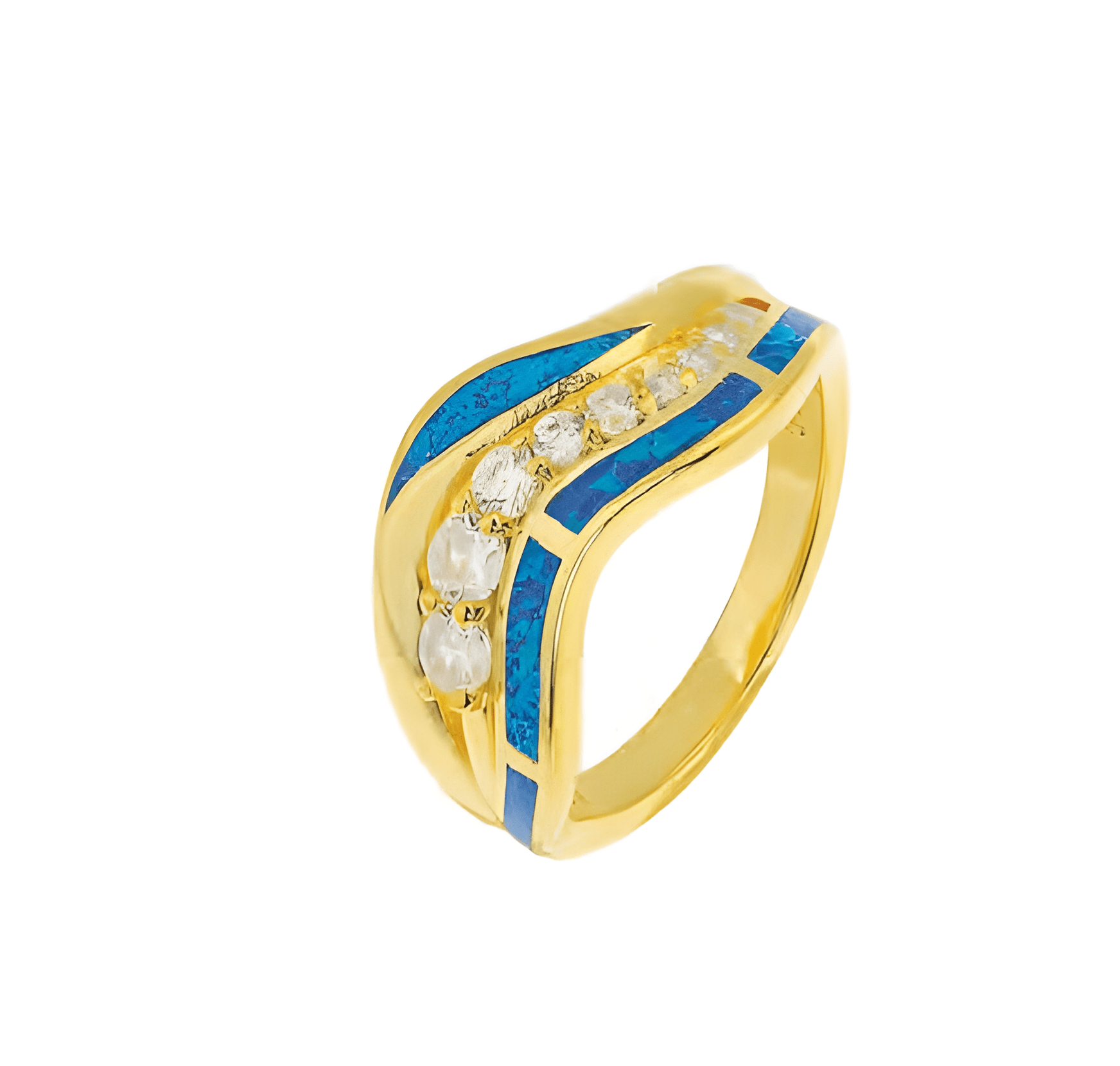 Сребърен пръстен "Вълни" със златно покритие и опал