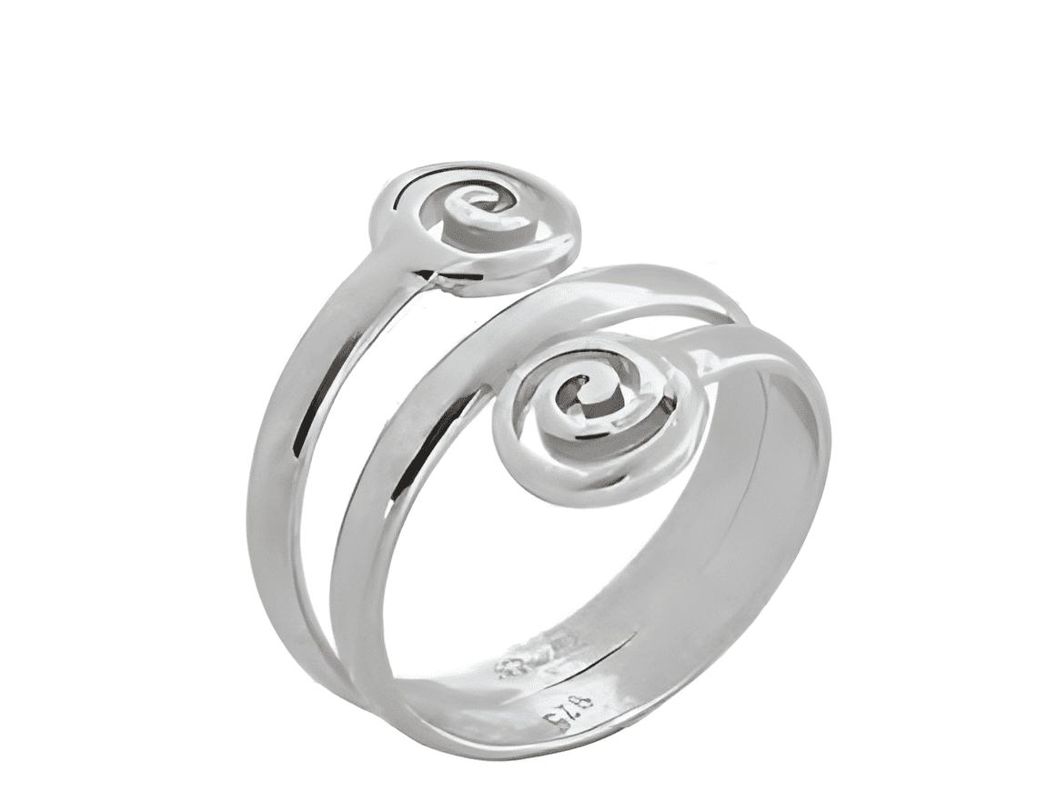 Сребърен трилентов пръстен "Два меандъра"