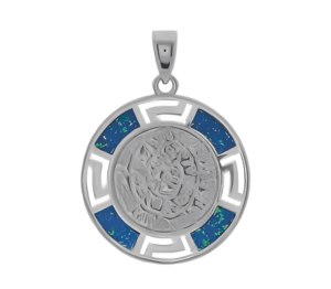 Сребърна висулка „Диск Фестос“ с 4 опала, L | HappyMarket.bg Сребърна висулка „Диск Фестос“ с 4 опала, L | Бижута