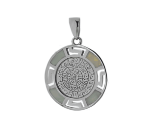 Сребърна висулка „Диск Фестос“ с 4 опала, M  |  Бижута