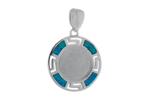 Сребърна висулка „Диск Фестос“ с 4 опала, S  |  Бижута