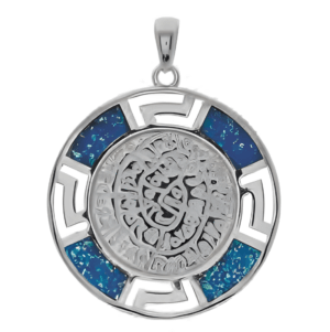 Сребърна висулка "Диск Фестос" с 4 опала, XXL 1 Сребърна висулка "Диск Фестос" с 4 опала, XXL - Image 1