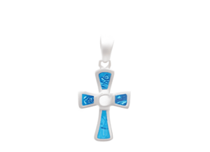Сребърна висулка кръст с опал  |  Бижута