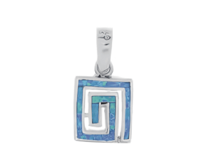 Сребърна висулка с опал "Квадратен Меандър" - Image 1