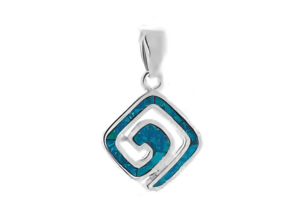 Сребърна висулка Меандър с опал, среден размер  |  Бижута