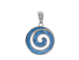 Сребърна висулка „Огледална спирала“ с опал  |  Бижута