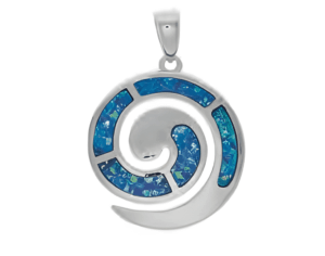 Сребърна висулка „Охлювче“ с опал, L  |  Бижута