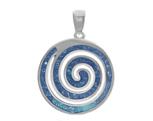 Сребърна висулка „Раковина“ с опал, голям размер  |  Бижута