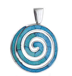 Сребърна висулка "Раковина" със светъл опал, голям размер - Image 1