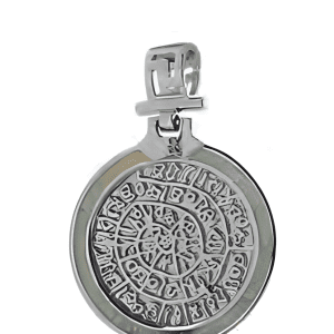 Сребърна висулка с един камък от опал и диск Фестос, S размер