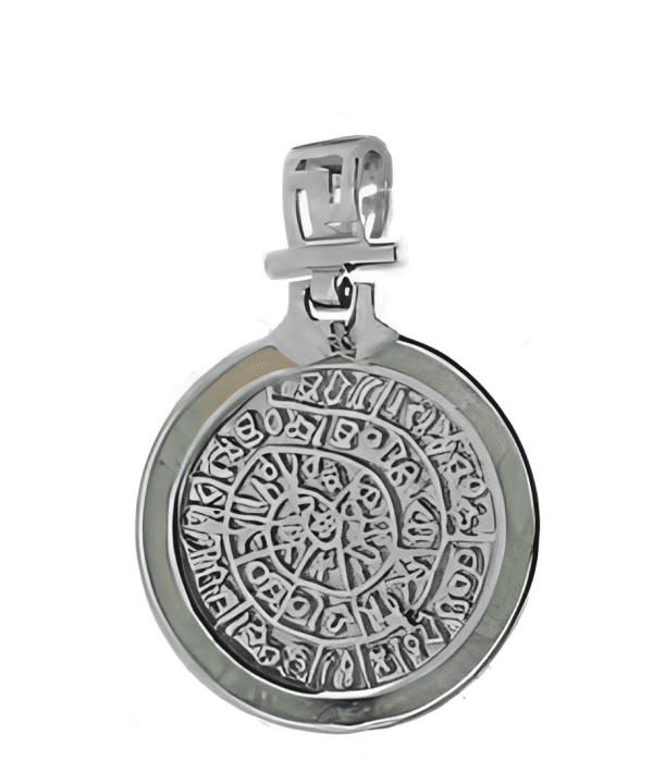 Сребърна висулка с един камък от опал и диск Фестос, S размер