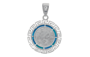 Сребърна висулка с опал "Диск Фестос и Меандър", S - Image 1