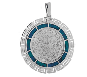 Сребърна висулка с опал „Диск Фестос и Меандър“, XL  |  Бижута