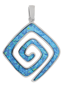 Сребърна висулка със син опал „Меандър“, голям размер  |  Бижута