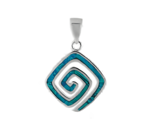 Сребърна висулка със зелен опал „Меандър“, среден размер  |  Бижута