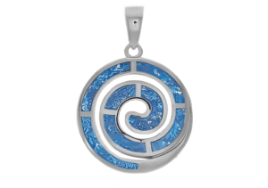 Сребърна висулка Спирала със 7 опала, голям размер  |  Бижута