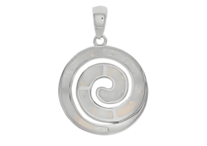 Сребърна висулка Спирала със 7 камъка опал, голям размер 1 Сребърна висулка Спирала със 7 камъка опал, голям размер - Image 1