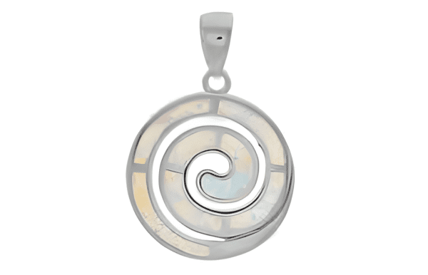 Сребърна висулка във формата на Спирала със 7 опала, среден размер