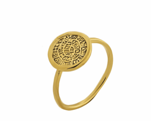 Тънък позлатен сребърен пръстен с Фестос - Image 1