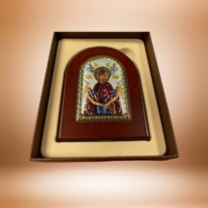 Сребърна цветна икона Поясът на Борогодица, 7.5×9.5см  |  Икони