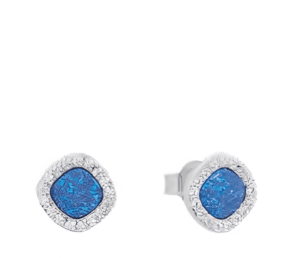 Царствени малки сребърни обеци с опал и винт - Image 1