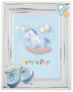 Детска рамка с декорация ританки в син цвят,13 х 18 см  |  Детски сребърни рамки за снимки