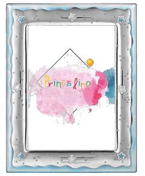 Комплект сребърни детски фото рамки за момче с декорация звездички, 2 бр.,13х18 и 9х13см