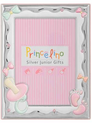 Детска рамка за момиче с декорация биберон,13 х 18 см | HappyMarket.bg Детска рамка за момиче с декорация биберон,13 х 18 см | Детски сребърни рамки за снимки