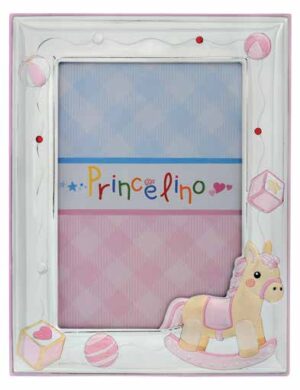 Детска рамка с розово конче ,13 х 18 см  |  Детски сребърни рамки за снимки