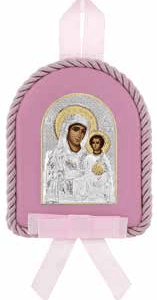 Детска икона Богородица в розов цвят