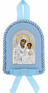 Детска икона Богородица в син цвят