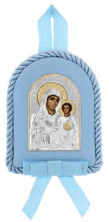 Детска икона Богородица в син цвят