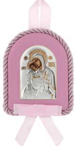 Бебешка икона Дева Мария със сребро