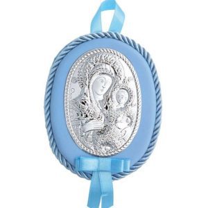 Детска религиозна синя икона Света Богородица
