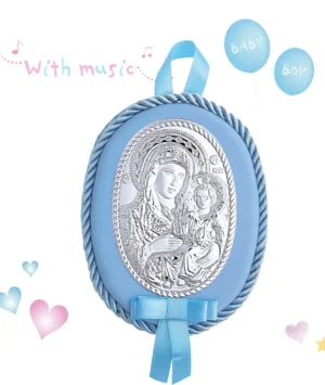 Детска религиозна синя икона Света Богородица-музикална  |  Детски икони