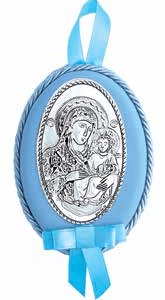 Сребърната икона за момче Богородица и Младенеца Исус