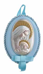 Детска сребърна и икона Богородица и младенец със златен елемент